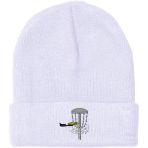 imageCustom Beanies for Men Disc Golf A Embroidery Disc Golf Winter Hats for Women Acrylic Skull Cap 1 SizeWhite Design Only