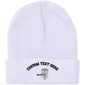 imageCustom Beanies for Men Disc Golf A Embroidery Disc Golf Winter Hats for Women Acrylic Skull Cap 1 SizeWhite Personalized Text Here