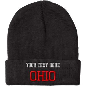 imageCustom Beanies for Men Ohio State USA America B Embroidery Winter Hats for Women Acrylic Skull Cap 1 SizeBlack Personalized Text Here