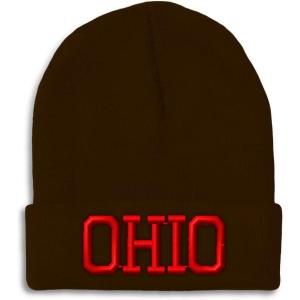 imageCustom Beanies for Men Ohio State USA America B Embroidery Winter Hats for Women Acrylic Skull Cap 1 SizeBrown Design Only