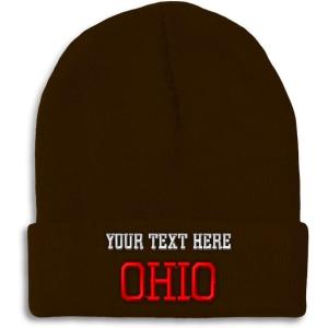 imageCustom Beanies for Men Ohio State USA America B Embroidery Winter Hats for Women Acrylic Skull Cap 1 SizeBrown Personalized Text Here