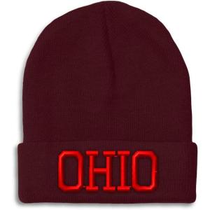 imageCustom Beanies for Men Ohio State USA America B Embroidery Winter Hats for Women Acrylic Skull Cap 1 SizeBurgundy Design Only