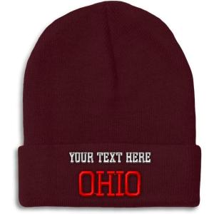 imageCustom Beanies for Men Ohio State USA America B Embroidery Winter Hats for Women Acrylic Skull Cap 1 SizeBurgundy Personalized Text Here