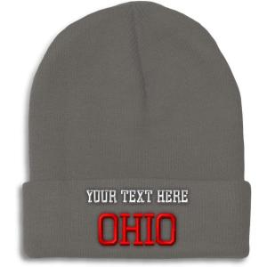 imageCustom Beanies for Men Ohio State USA America B Embroidery Winter Hats for Women Acrylic Skull Cap 1 SizeDark Grey Personalized Text Here