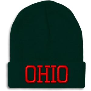 imageCustom Beanies for Men Ohio State USA America B Embroidery Winter Hats for Women Acrylic Skull Cap 1 SizeForest Green Design Only
