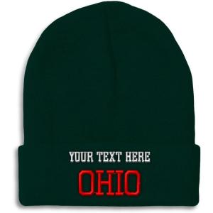 imageCustom Beanies for Men Ohio State USA America B Embroidery Winter Hats for Women Acrylic Skull Cap 1 SizeForest Green Personalized Text Here