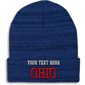 imageCustom Beanies for Men Ohio State USA America B Embroidery Winter Hats for Women Acrylic Skull Cap 1 SizeHeather Royal Blue Personalized Text Here