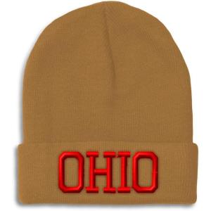 imageCustom Beanies for Men Ohio State USA America B Embroidery Winter Hats for Women Acrylic Skull Cap 1 SizeKhaki Design Only