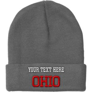 imageCustom Beanies for Men Ohio State USA America B Embroidery Winter Hats for Women Acrylic Skull Cap 1 SizeLight Grey Personalized Text Here