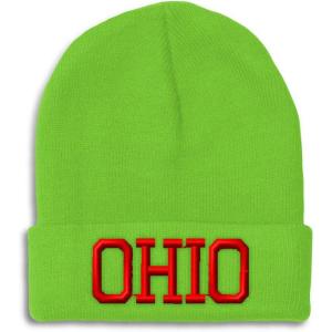 imageCustom Beanies for Men Ohio State USA America B Embroidery Winter Hats for Women Acrylic Skull Cap 1 SizeLime Design Only