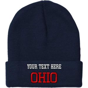 imageCustom Beanies for Men Ohio State USA America B Embroidery Winter Hats for Women Acrylic Skull Cap 1 SizeNavy Personalized Text Here