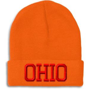 imageCustom Beanies for Men Ohio State USA America B Embroidery Winter Hats for Women Acrylic Skull Cap 1 SizeOrange Design Only