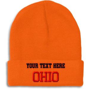 imageCustom Beanies for Men Ohio State USA America B Embroidery Winter Hats for Women Acrylic Skull Cap 1 SizeOrange Personalized Text Here
