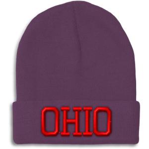 imageCustom Beanies for Men Ohio State USA America B Embroidery Winter Hats for Women Acrylic Skull Cap 1 SizePurple Design Only