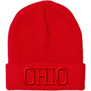 imageCustom Beanies for Men Ohio State USA America B Embroidery Winter Hats for Women Acrylic Skull Cap 1 SizeRed Design Only