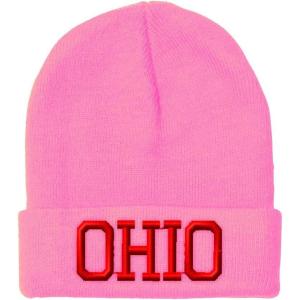 imageCustom Beanies for Men Ohio State USA America B Embroidery Winter Hats for Women Acrylic Skull Cap 1 SizeSoft Pink Design Only