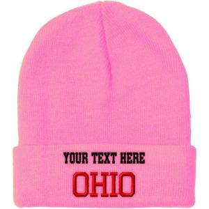 imageCustom Beanies for Men Ohio State USA America B Embroidery Winter Hats for Women Acrylic Skull Cap 1 SizeSoft Pink Personalized Text Here