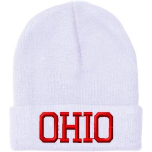imageCustom Beanies for Men Ohio State USA America B Embroidery Winter Hats for Women Acrylic Skull Cap 1 SizeWhite Design Only