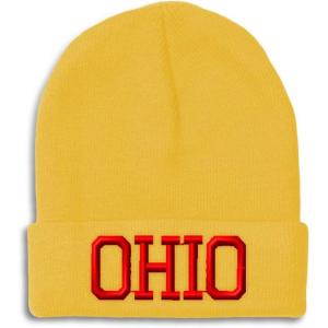 imageCustom Beanies for Men Ohio State USA America B Embroidery Winter Hats for Women Acrylic Skull Cap 1 SizeYellow Design Only