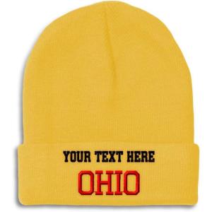 imageCustom Beanies for Men Ohio State USA America B Embroidery Winter Hats for Women Acrylic Skull Cap 1 SizeYellow Personalized Text Here