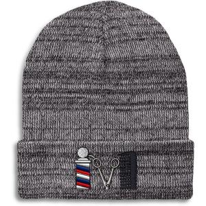 imageSpeedy Pros Beanies for Men Barber Logo Embroidery Hairdresser Winter Hats for Women Acrylic Skull Cap 1 SizeHeather Grey Design Only