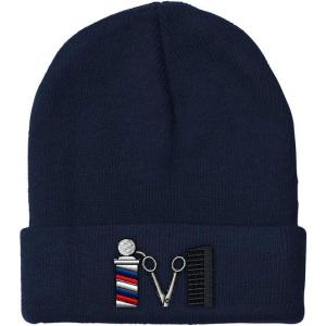 imageSpeedy Pros Beanies for Men Barber Logo Embroidery Hairdresser Winter Hats for Women Acrylic Skull Cap 1 SizeNavy Design Only