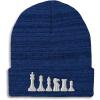 imageBeanies for Men Chess Set White Embroidery Chess Winter Hats for Women Acrylic Skull Cap 1 SizeHeather Royal Blue Design Only
