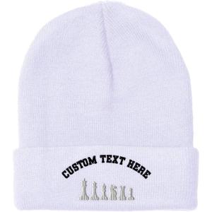 imageBeanies for Men Chess Set White Embroidery Chess Winter Hats for Women Acrylic Skull Cap 1 SizeWhite Personalized Text Here