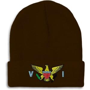 imageCustom Beanies for Men Virgin Island Flag Seal Embroidery Winter Hats for Women Acrylic Skull Cap 1 SizeBrown Design Only