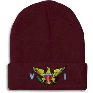 imageCustom Beanies for Men Virgin Island Flag Seal Embroidery Winter Hats for Women Acrylic Skull Cap 1 SizeBurgundy Design Only