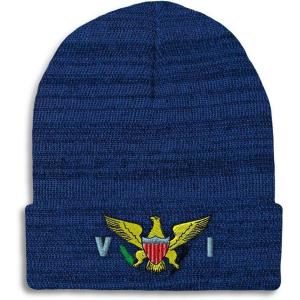 imageCustom Beanies for Men Virgin Island Flag Seal Embroidery Winter Hats for Women Acrylic Skull Cap 1 SizeHeather Royal Blue Design Only