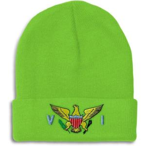 imageCustom Beanies for Men Virgin Island Flag Seal Embroidery Winter Hats for Women Acrylic Skull Cap 1 SizeLime Design Only