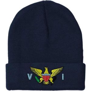 imageCustom Beanies for Men Virgin Island Flag Seal Embroidery Winter Hats for Women Acrylic Skull Cap 1 SizeNavy Design Only