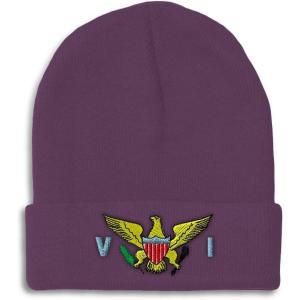 imageCustom Beanies for Men Virgin Island Flag Seal Embroidery Winter Hats for Women Acrylic Skull Cap 1 SizePurple Design Only