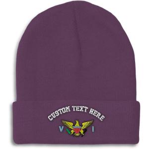 imageCustom Beanies for Men Virgin Island Flag Seal Embroidery Winter Hats for Women Acrylic Skull Cap 1 SizePurple Personalized Text Here