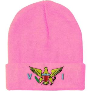 imageCustom Beanies for Men Virgin Island Flag Seal Embroidery Winter Hats for Women Acrylic Skull Cap 1 SizeSoft Pink Design Only