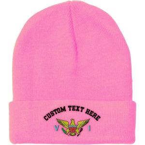 imageCustom Beanies for Men Virgin Island Flag Seal Embroidery Winter Hats for Women Acrylic Skull Cap 1 SizeSoft Pink Personalized Text Here