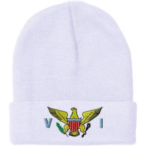 imageCustom Beanies for Men Virgin Island Flag Seal Embroidery Winter Hats for Women Acrylic Skull Cap 1 SizeWhite Design Only