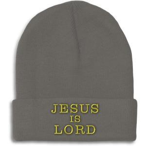 imageSpeedy Pros Beanies for Men Jesus is Lord A Embroidery God Jesus Winter Hats for Women Acrylic Skull Cap 1 SizeDark Grey Design Only