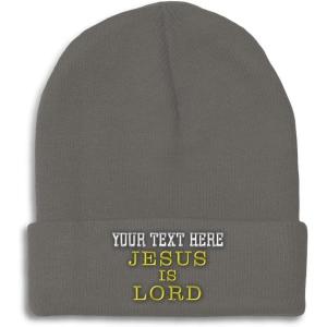 imageSpeedy Pros Beanies for Men Jesus is Lord A Embroidery God Jesus Winter Hats for Women Acrylic Skull Cap 1 SizeDark Grey Personalized Text Here