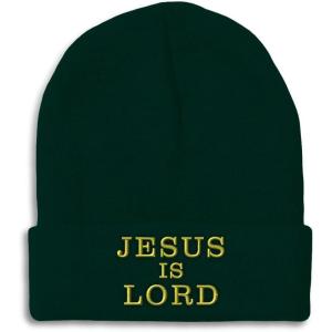 imageSpeedy Pros Beanies for Men Jesus is Lord A Embroidery God Jesus Winter Hats for Women Acrylic Skull Cap 1 SizeForest Green Design Only