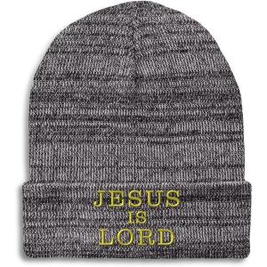 imageSpeedy Pros Beanies for Men Jesus is Lord A Embroidery God Jesus Winter Hats for Women Acrylic Skull Cap 1 SizeHeather Grey Design Only