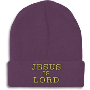 imageSpeedy Pros Beanies for Men Jesus is Lord A Embroidery God Jesus Winter Hats for Women Acrylic Skull Cap 1 SizePurple Design Only