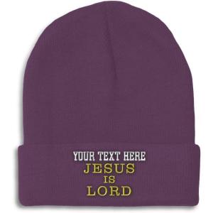 imageSpeedy Pros Beanies for Men Jesus is Lord A Embroidery God Jesus Winter Hats for Women Acrylic Skull Cap 1 SizePurple Personalized Text Here