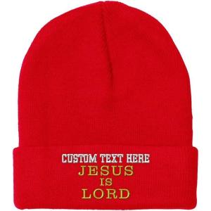 imageSpeedy Pros Beanies for Men Jesus is Lord A Embroidery God Jesus Winter Hats for Women Acrylic Skull Cap 1 SizeRed Personalized Text Here