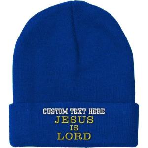 imageSpeedy Pros Beanies for Men Jesus is Lord A Embroidery God Jesus Winter Hats for Women Acrylic Skull Cap 1 SizeRoyal Blue Personalized Text Here