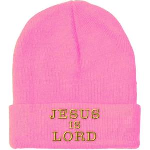 imageSpeedy Pros Beanies for Men Jesus is Lord A Embroidery God Jesus Winter Hats for Women Acrylic Skull Cap 1 SizeSoft Pink Design Only