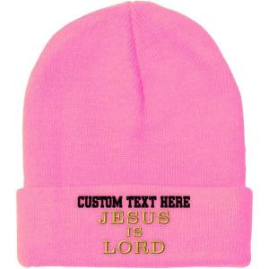 imageSpeedy Pros Beanies for Men Jesus is Lord A Embroidery God Jesus Winter Hats for Women Acrylic Skull Cap 1 SizeSoft Pink Personalized Text Here