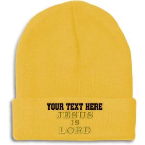 imageSpeedy Pros Beanies for Men Jesus is Lord A Embroidery God Jesus Winter Hats for Women Acrylic Skull Cap 1 SizeYellow Personalized Text Here