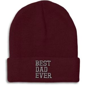 imageBeanies for Men Best Dad Ever Aembroidery Humor Winter Hats for Women Acrylic Skull Cap 1 SizeBurgundy Design Only